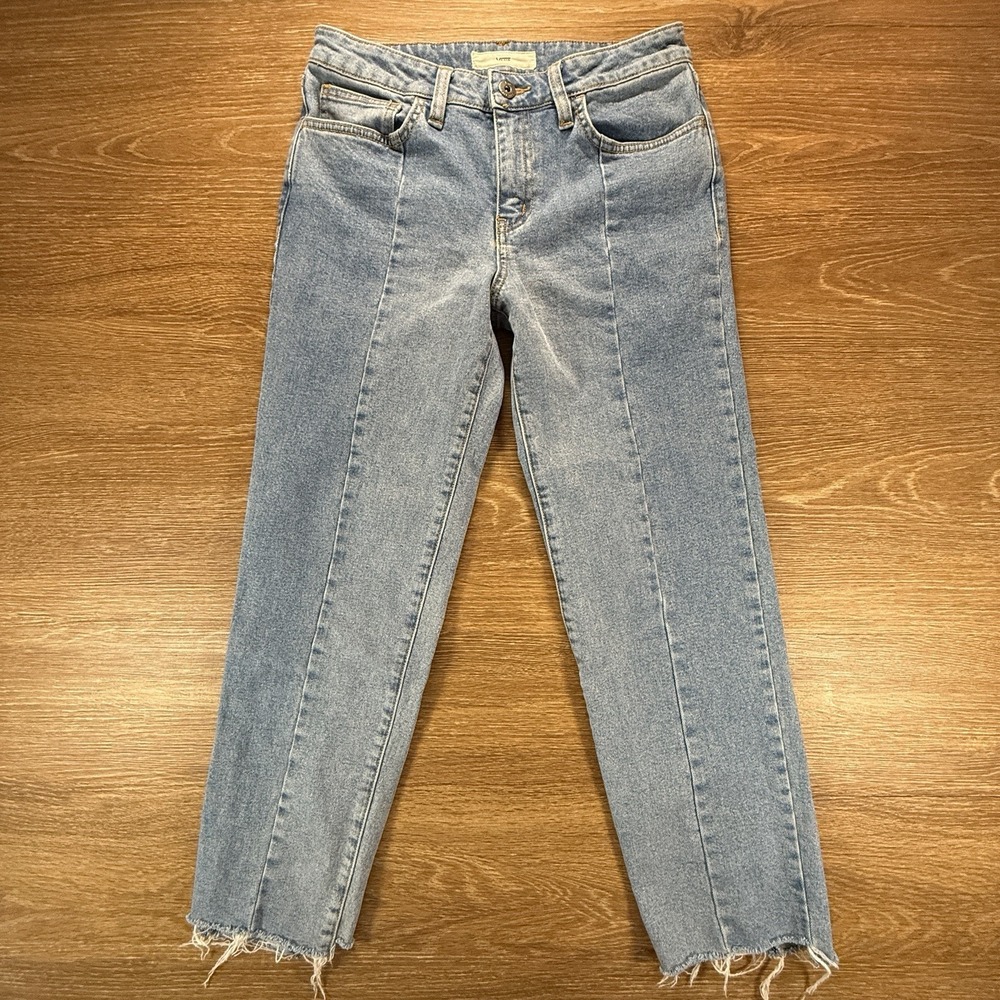 Vans Jeans Women 27 High Rise Crop Straight Raw Hem Light Wash Denim Streetwear